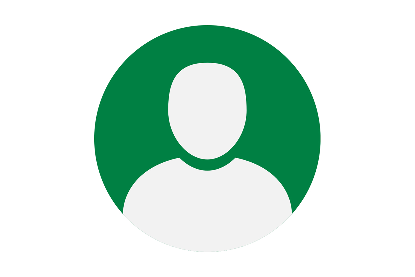 Einfaches Benutzerprofilsymbol mit einer weißen Silhouette einer Person in einem grünen Kreis auf weißem Hintergrund.